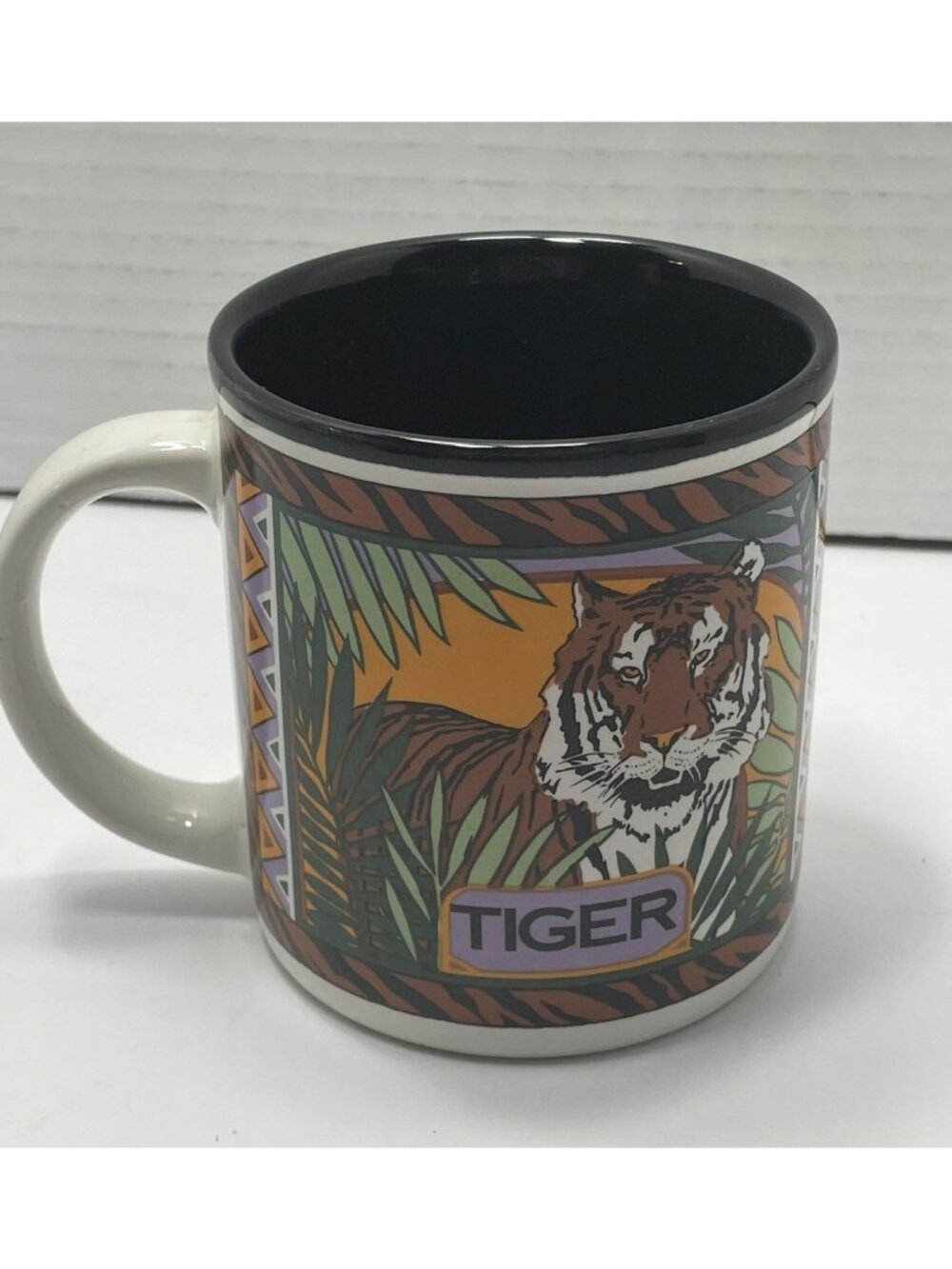 Vintage 1991 Protect Wildlife WWF Tiger/Leopard 10 Oz. Mug Cup Kay Dee Design